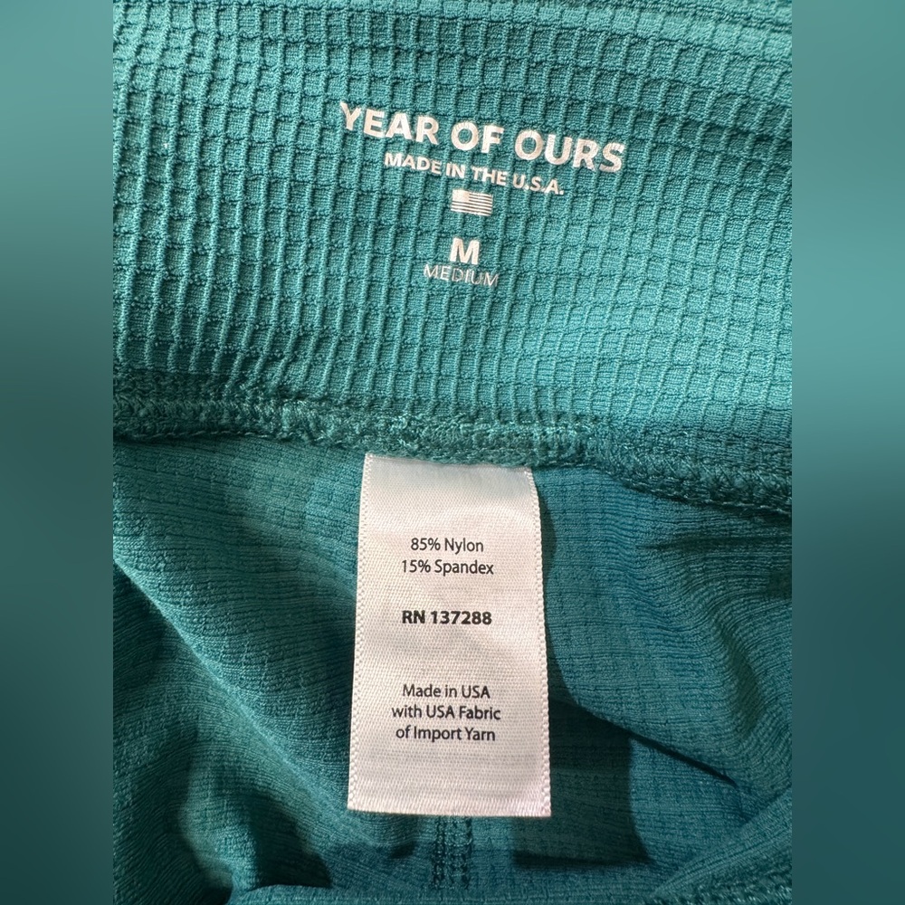 Year of Ours Thermal‎ Ski Belted Leggings M Medium Green Black Stripe Waffle - Picture 7 of 8